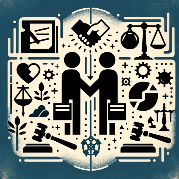 Procedure for Applying for Mutual Divorce- An abstract representation of the process of mutual divorce, avoiding specific text. The image should feature symbolic elements like two figures parti