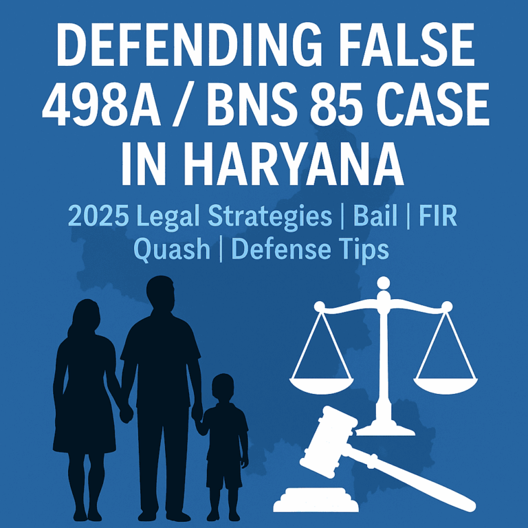 11Legal defense strategies for false 498A and BNS Section 85 cases in Haryana 2025, including anticipatory bail, FIR quashing, and expert tips by Advocate Vishal Saini