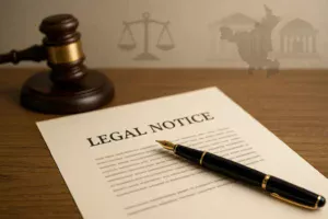 11Drafting a legal notice in Haryana: Step-by-step guide with legal document, pen, and Haryana High Court backdrop.