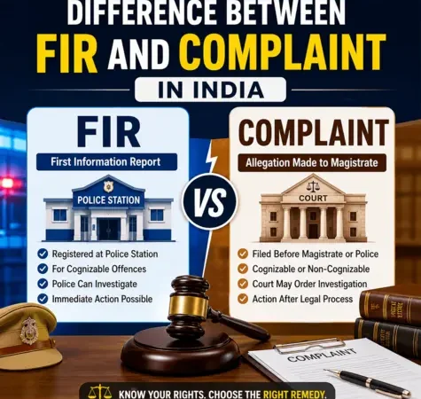 11Difference Between FIR and Complaint in India infographic