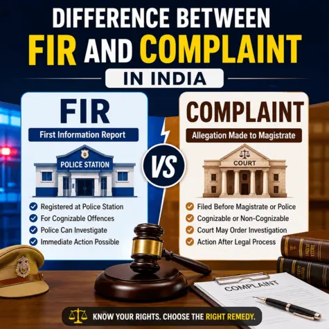 11Difference Between FIR and Complaint in India infographic